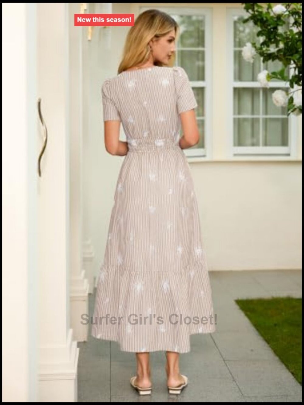 Cotton Blend V-Neck Maxi Dress with Pockets Semi Formal Boho - Picture 5 of 7